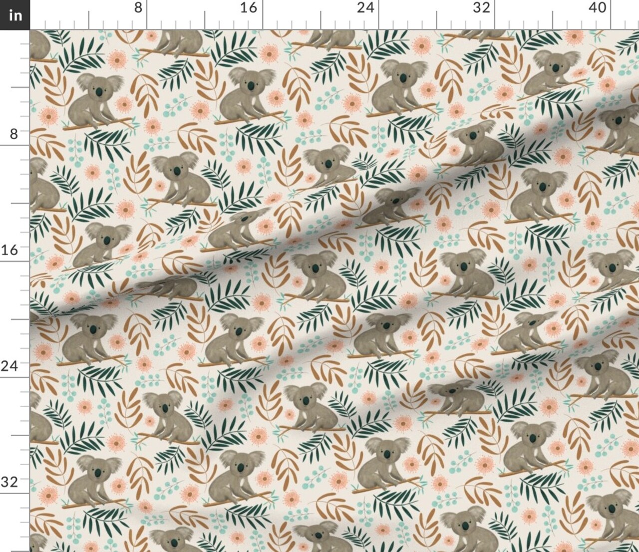 Various Fabrics by the Yard or Fat Quarter Koala Small Scale Animal Australian Australia Custom Printed Fabric by Spoonflower
